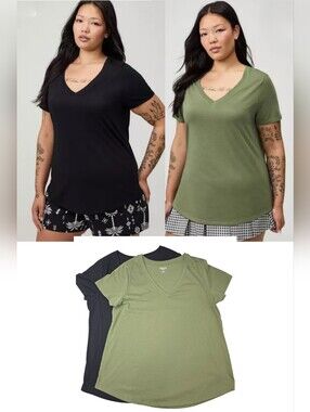 2 Tees Torrid 1 Classic V-Neck Black & Olive 3939-